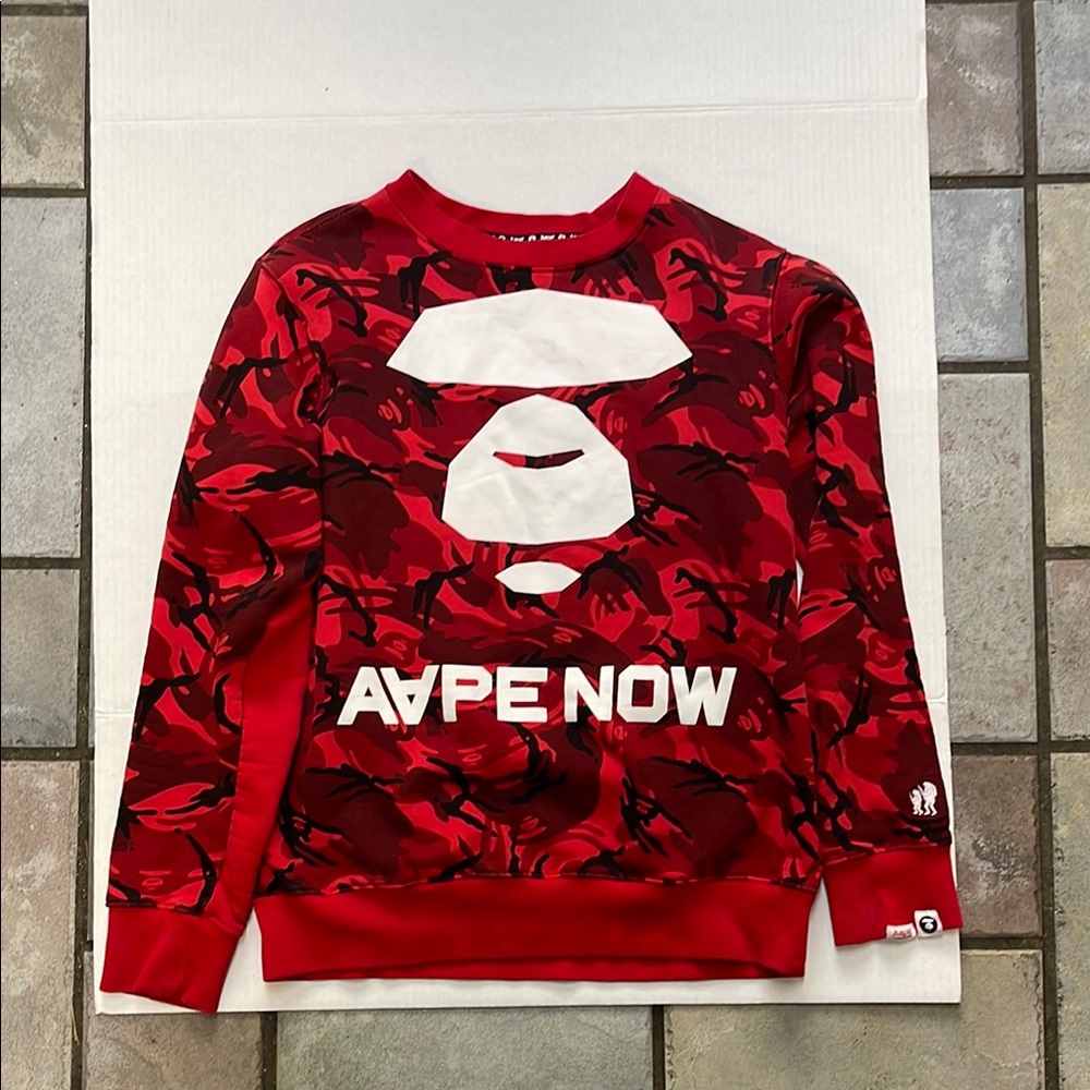 AAPE Colour Camo College Crewneck Red Size L
